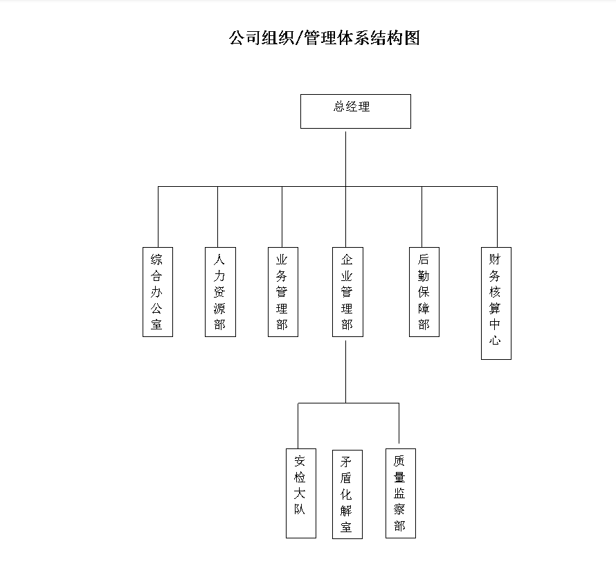 中军军弘天津保安公司组织/管理体系结构图